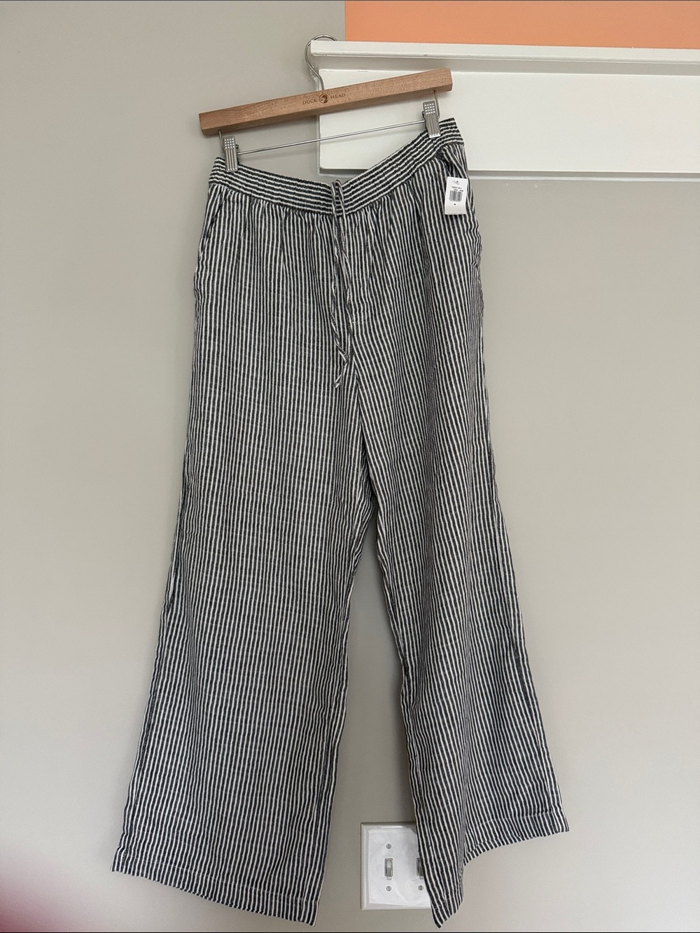 Striped Wide-Leg linen pants